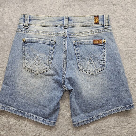 7 For All Mankind Girls Blue Denim Jean Shorts Size 10 - Picture 8 of 8